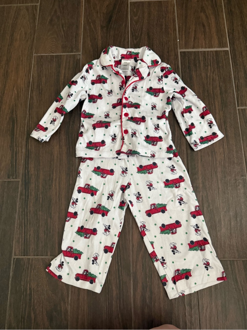 🪼Mickey Red/White Holiday Truck Kids Pajama Set